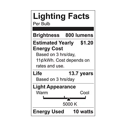 Daylight 10 Watt A19 Dimmable Light Bulbs (2 Pack) K899131