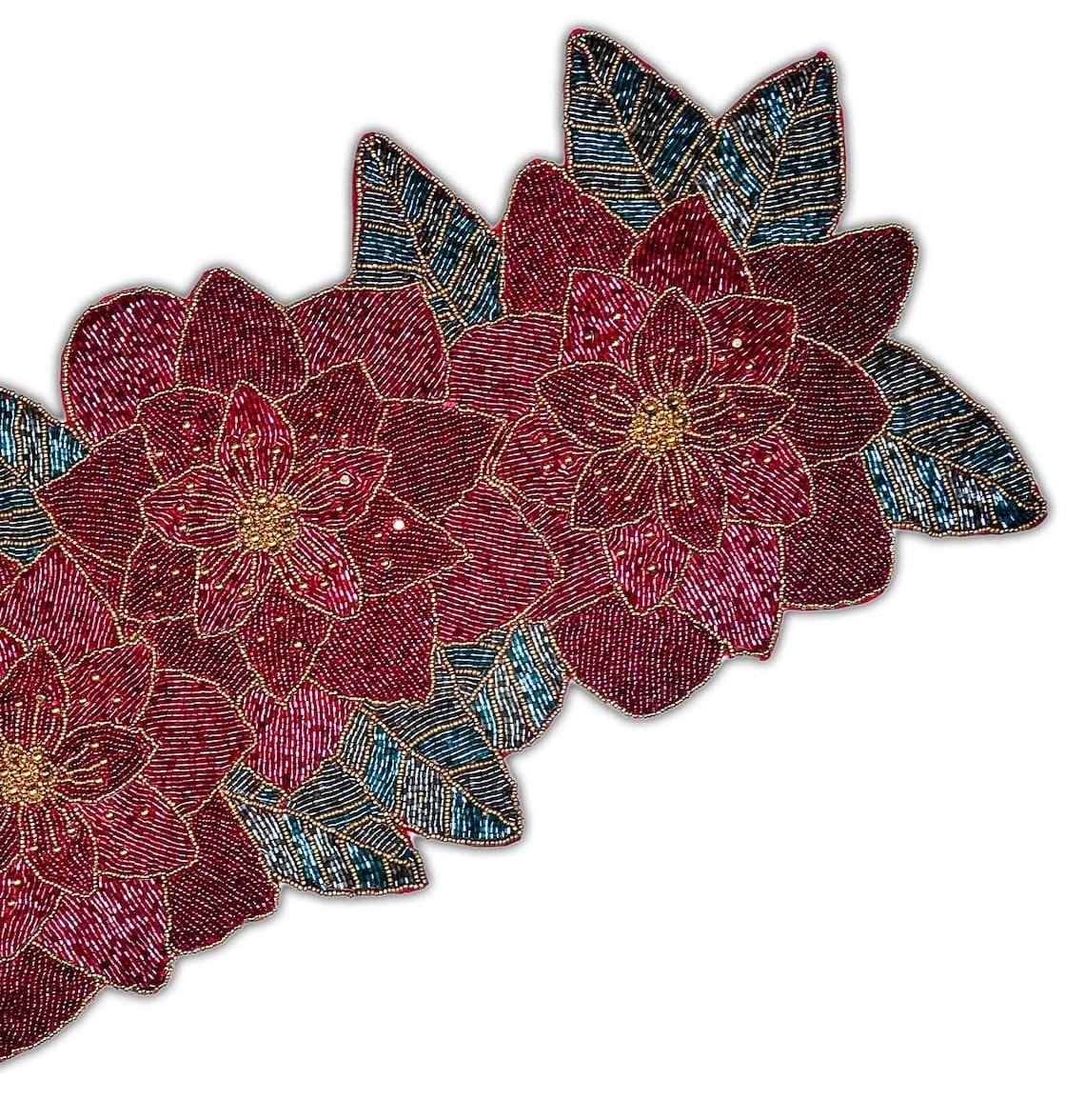 Handmade Beaded Floral Table Runner 13X36 Inch I353867