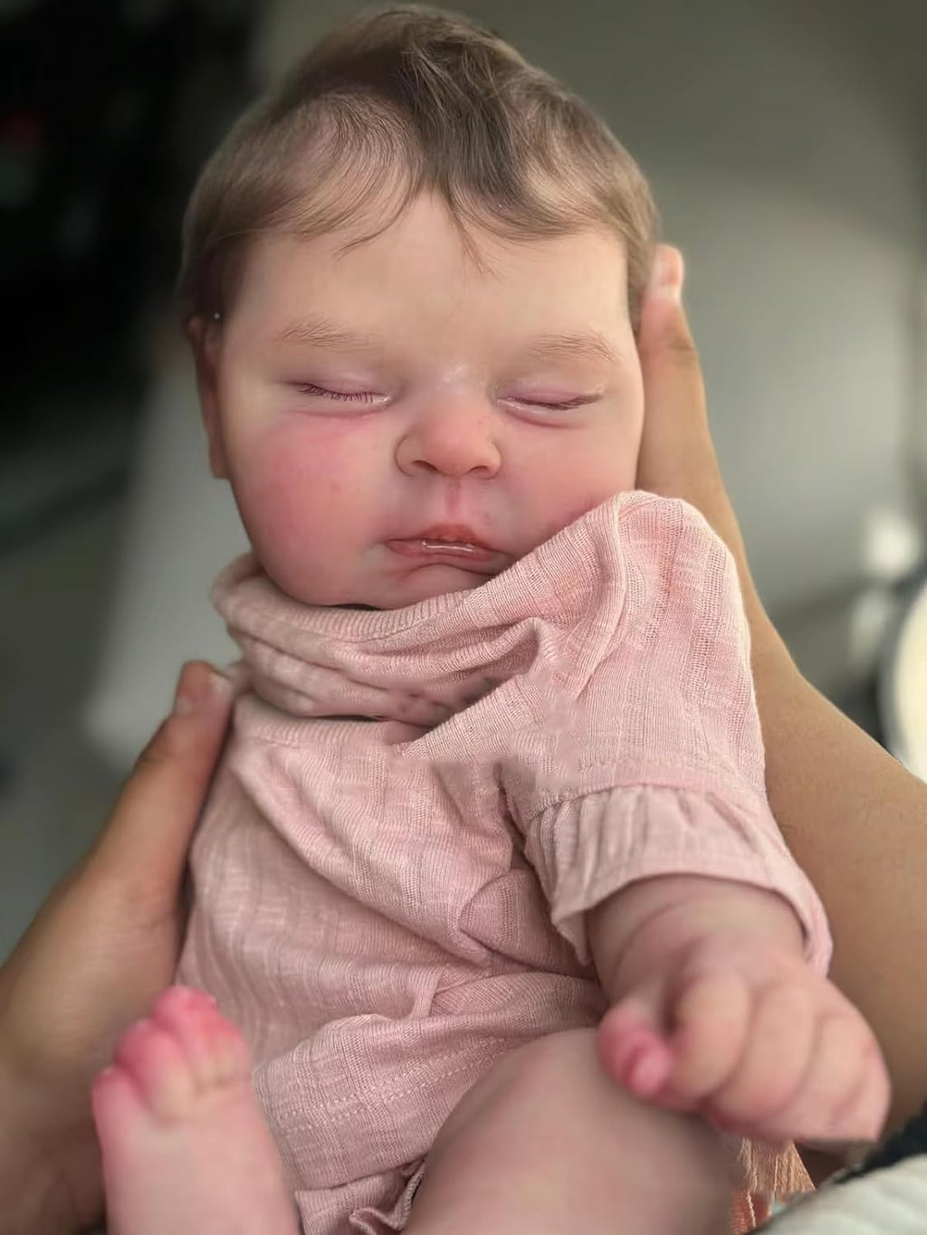 19 Inches Sleeping Realistic Newborn Girl Doll with Weighted Cloth Body and Vinyl Limbs O678008