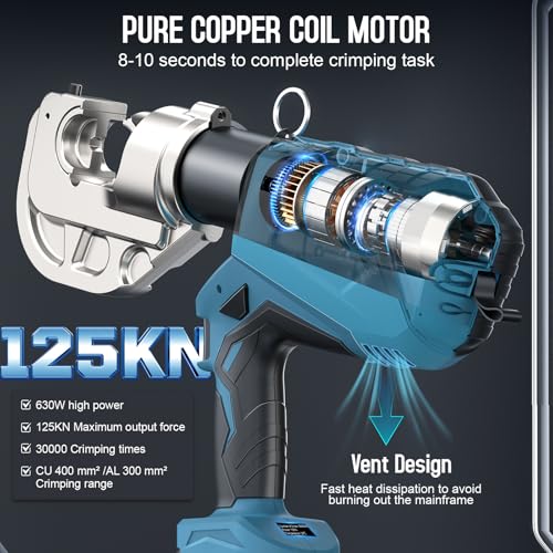 12Ton 6AWG-800MCM Rechargeable Hydraulic Crimping Tool E935850