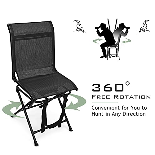 360 Degree Swivel Hunting Blind Chair with Carry Handle, 330 lbs Capacity, Waterproof, Silent Folding Chair with Armrest N2660