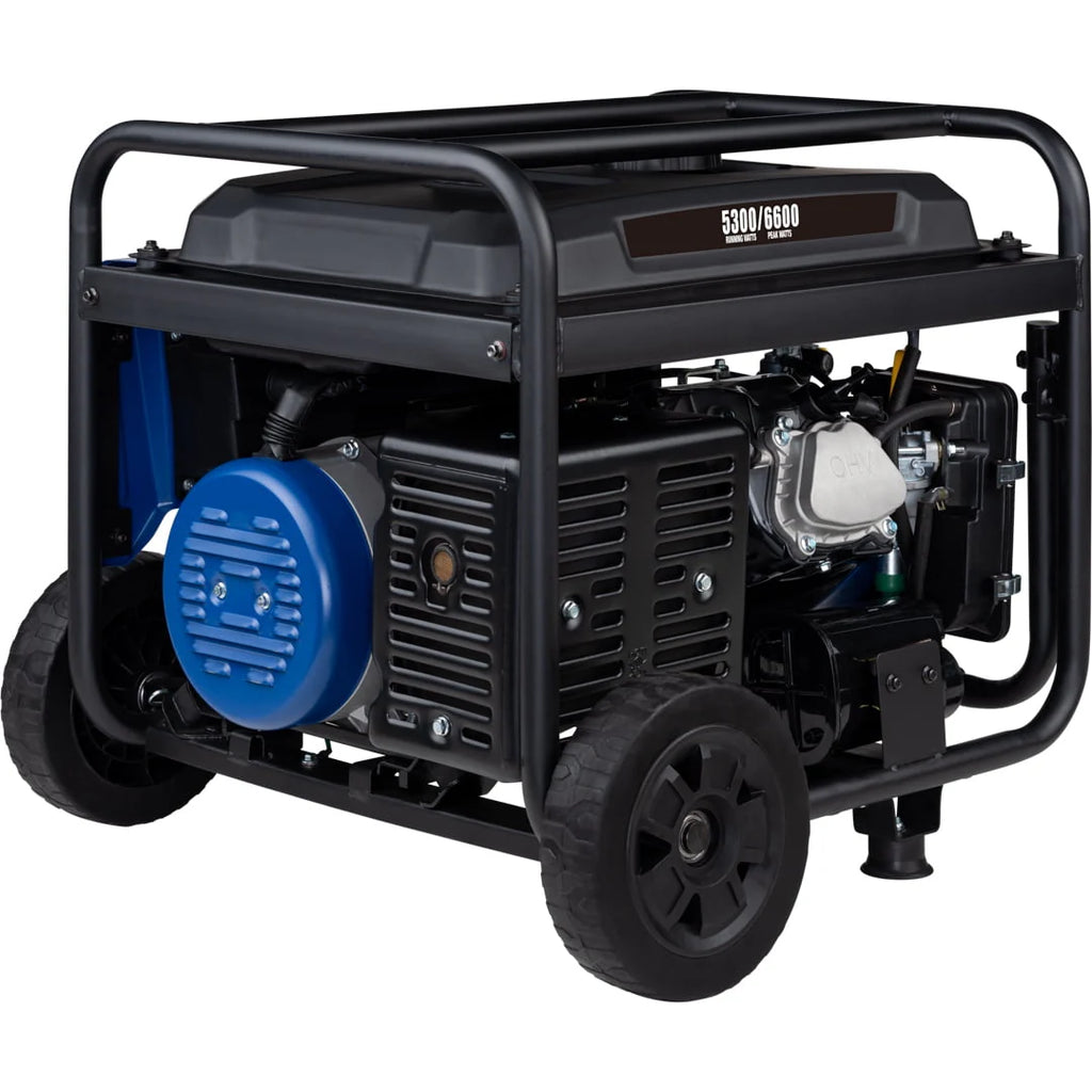 6600 Peak Watt Electric Start Portable Gas Powered Generator with CO Sensor and Wheel Kit N390420