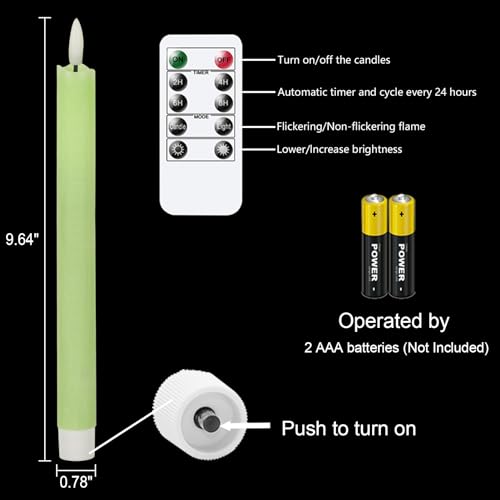 Flameless Taper Candles with Remote, Battery Operated Led Warm 3D Wick Light Real Wax Pack of 6 (Ivory, 0.78 X 9.64 Inch) H43049