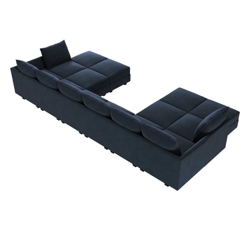 Navy Blue Velvet Modular Sleeper Sofa B635573