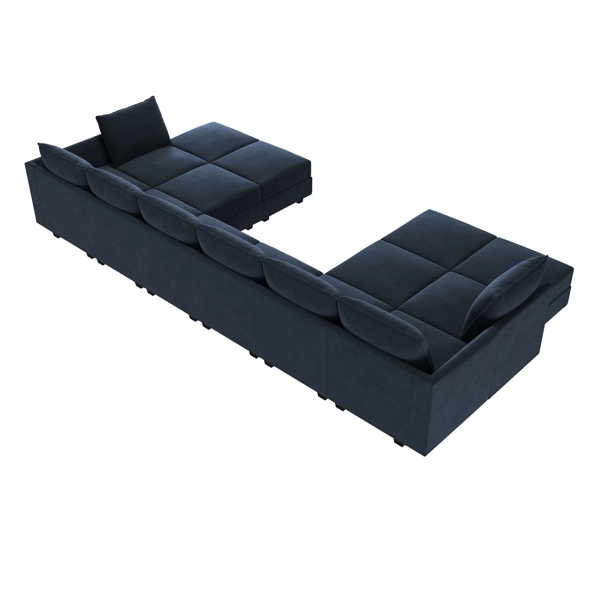 Navy Blue Velvet Modular Sleeper Sofa B635573