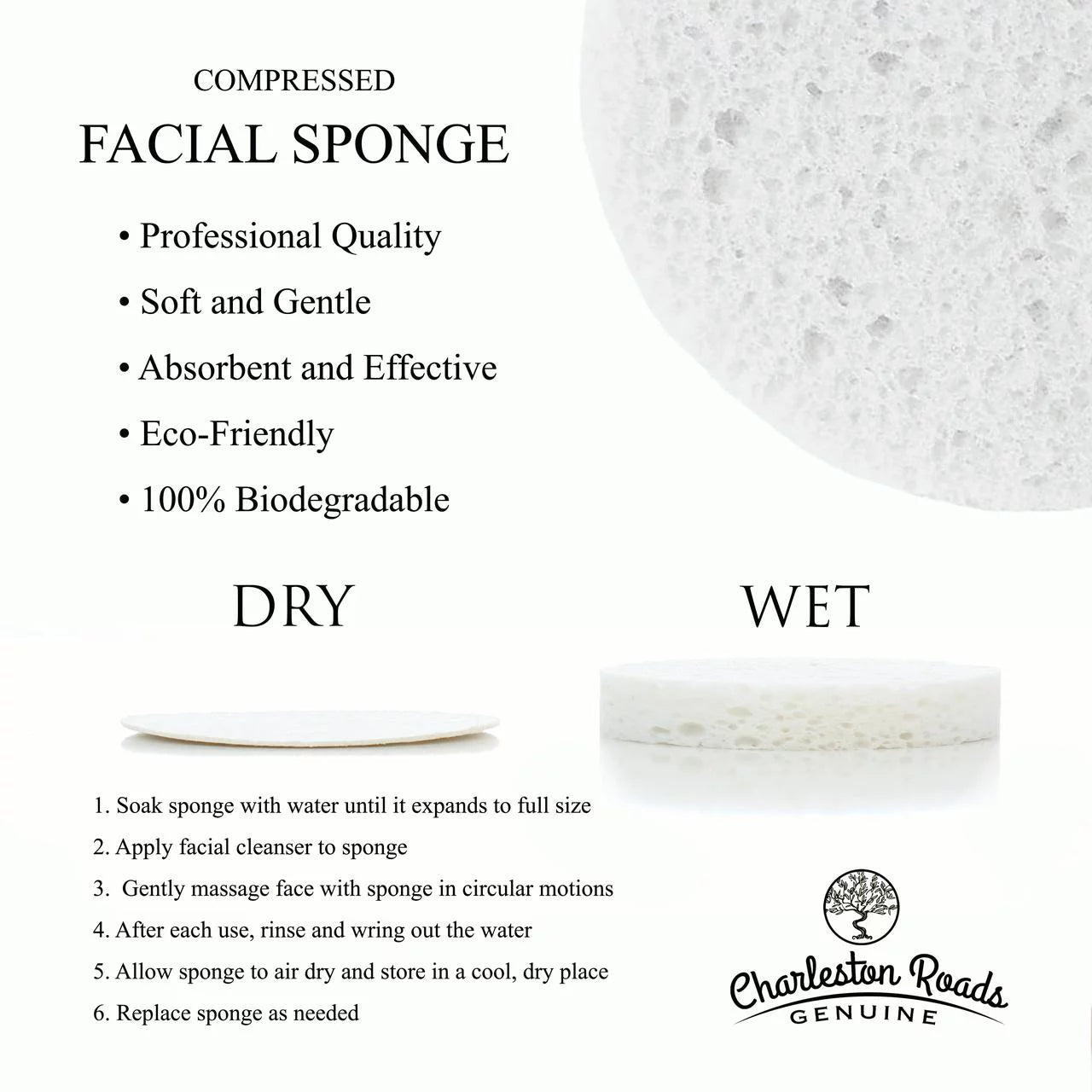 Compressed Cellulose Facial Cleansing Sponge (White, 50) J806750