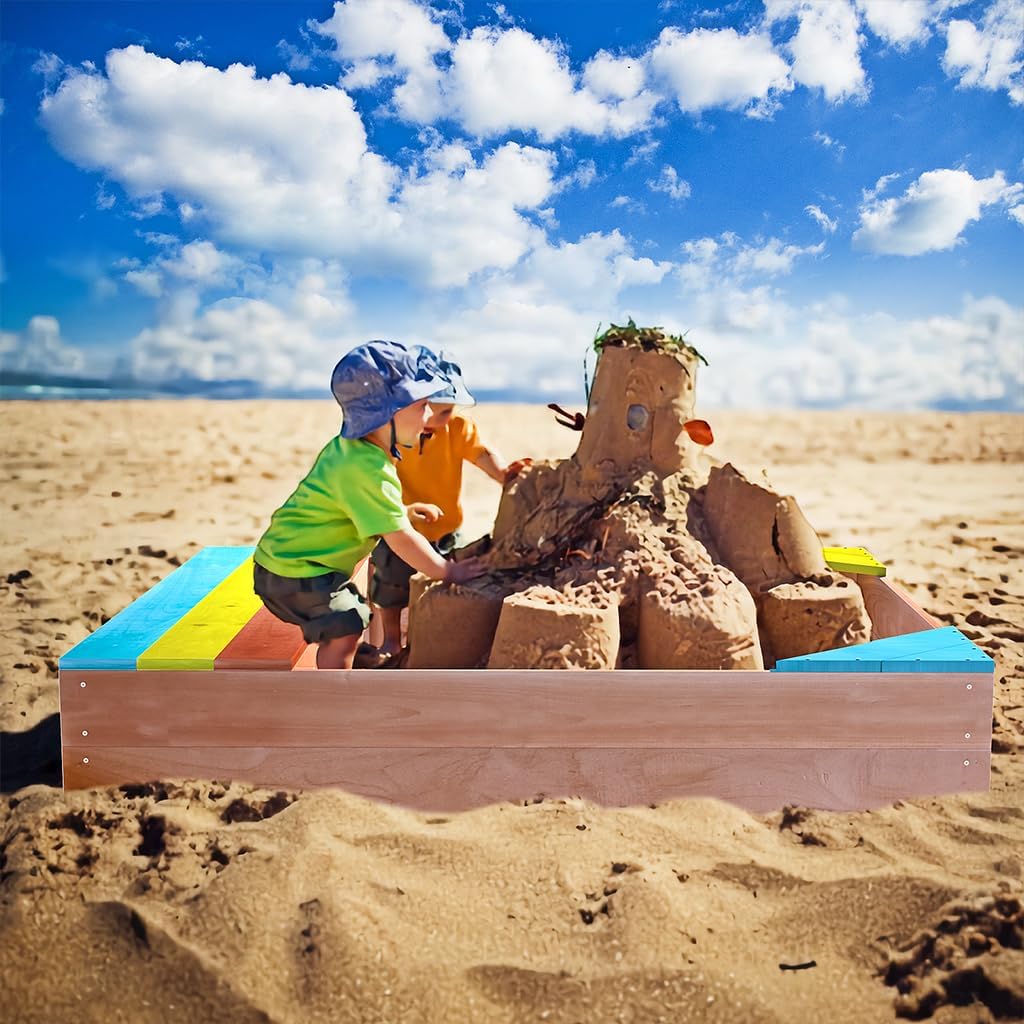 Large Wooden Sandbox with Seat Boards J65993