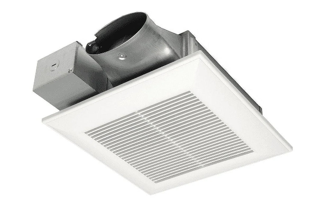 DC Fan with ECM motor and Pick-A-Flow 50, 80 or 100 CFM, Built-in Condensation Sensor, ceiling or wall mount, 3-3/8" housing depth U343305