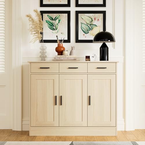 Oak Buffet Cabinet with 3 Drawers and 3 Doors Z890564