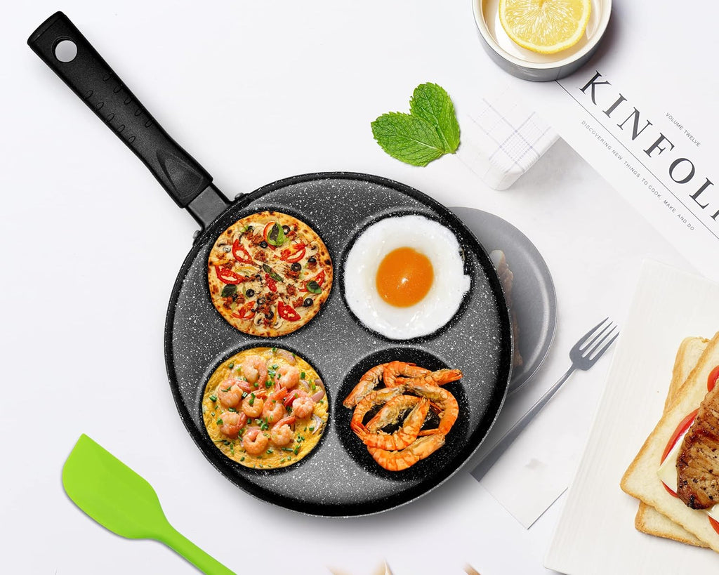 4-Cup Nonstick Egg Frying Pan with Lid and Spatula Y939