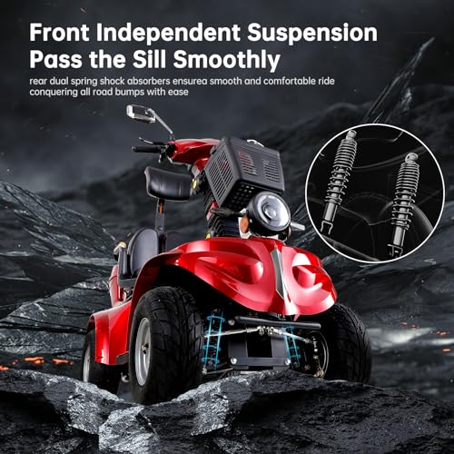 Red 1000W 4 Wheel Mobility Scooter with Adjustable Seat G619