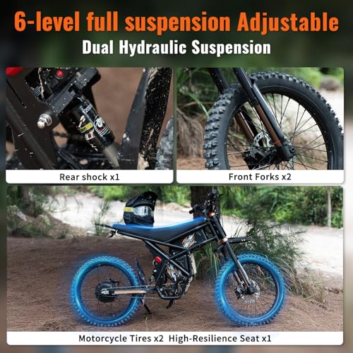 Electric Dirt Bike with 25" Motorcycle Tires, Full Suspension A188632