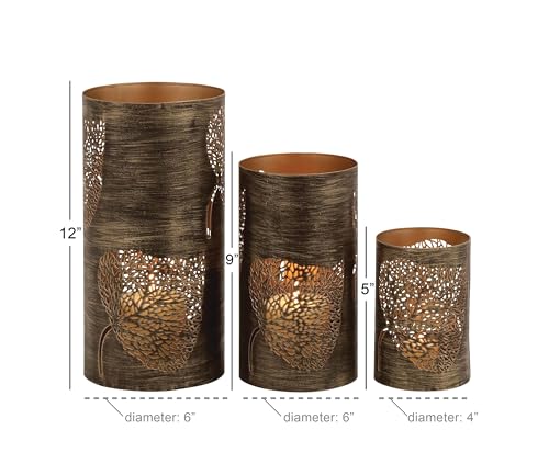 Bronze Metal Hurricane Candle Lantern, 3 Count H762527