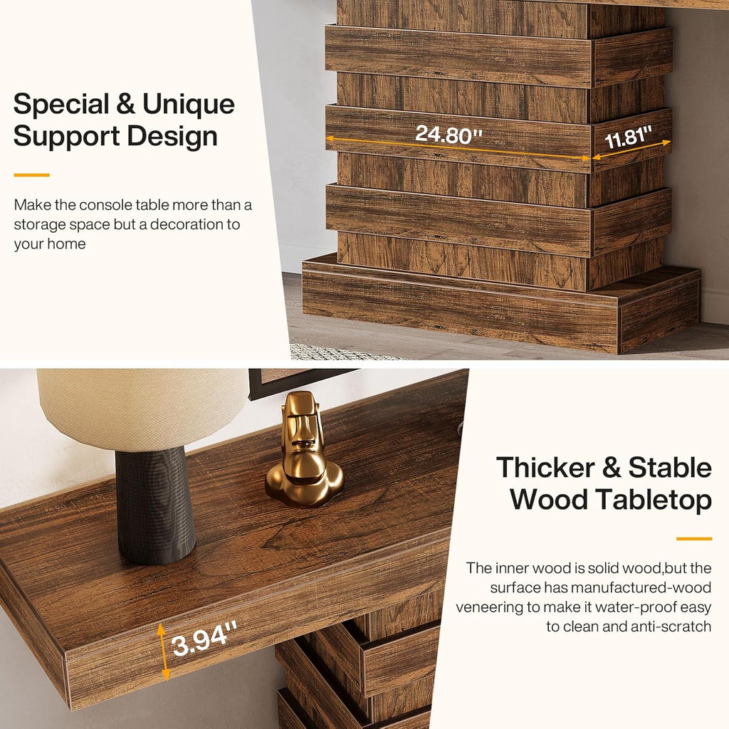 Rustic Brown 63-Inch Wooden Console Table F31392