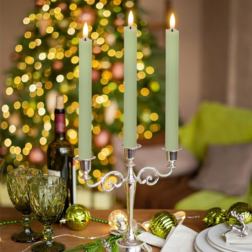 Flameless Taper Candles with Remote, Battery Operated Led Warm 3D Wick Light Real Wax Pack of 6 (Ivory, 0.78 X 9.64 Inch) H43049