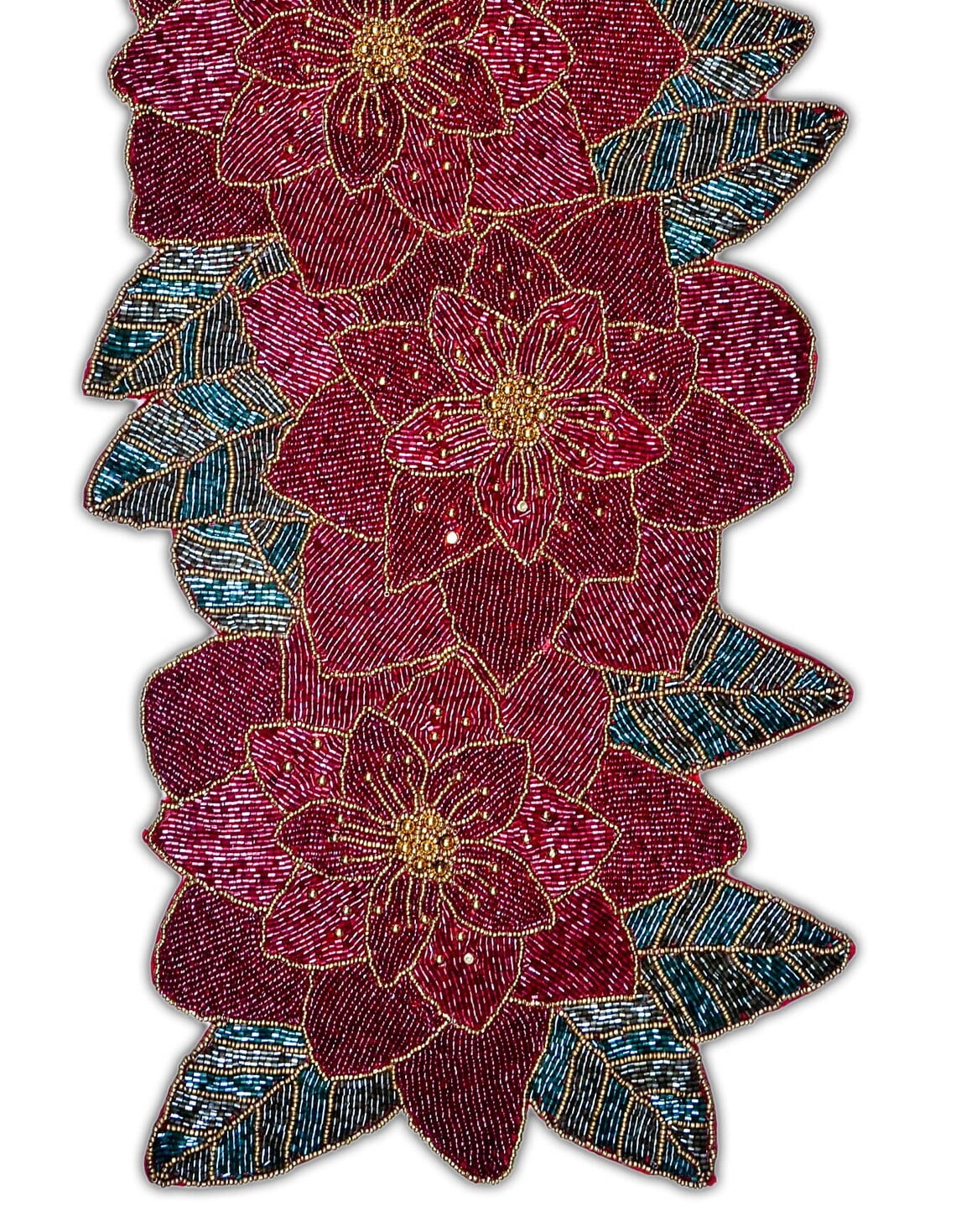 Handmade Beaded Floral Table Runner 13X36 Inch I353867