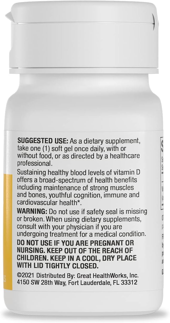 Vitamin D3 5000 IU 125mcg Supplement - 30 Softgels K97464