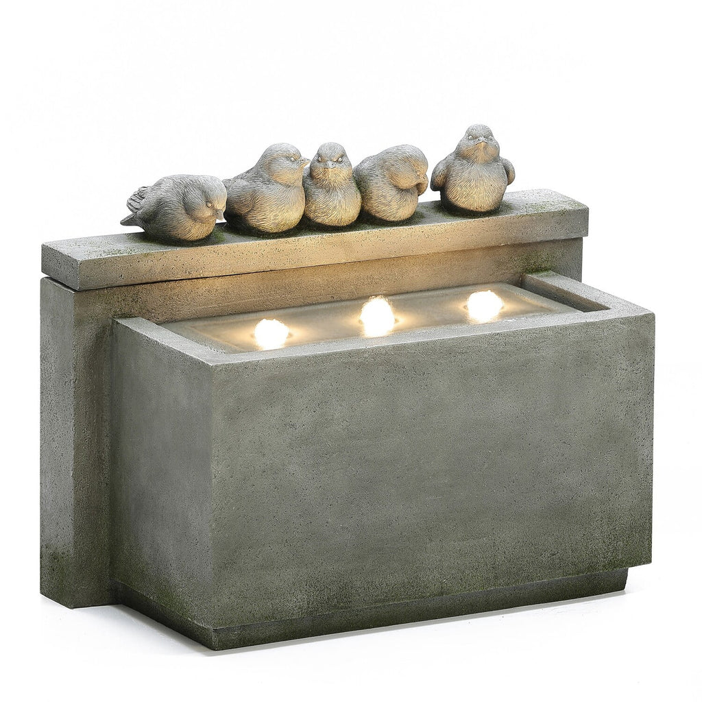 Gray Rectangular Resin Outdoor Bubbler Fountain with Lights S14811