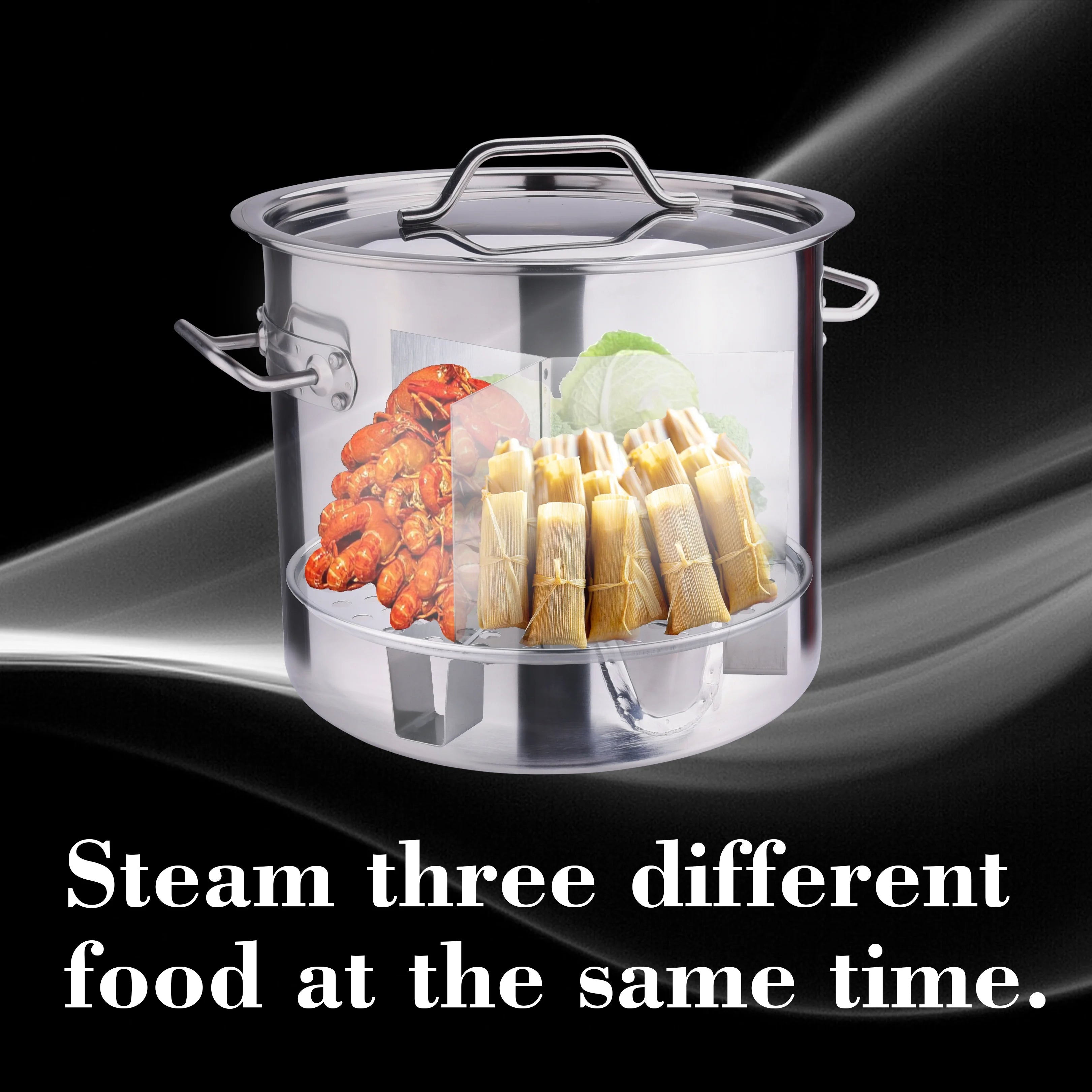 10 Gallon 40QT Stainless Steel Stock Pot with Lid & Steamer Rach E63836