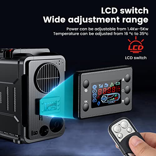 12V Portable Diesel Air Heater 5KW with Bluetooth APP Control and LCD Monitor Y8136