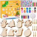 48pcs Wooden Christmas Ornaments Unfinished Paintable Blank Wood Slice L86489