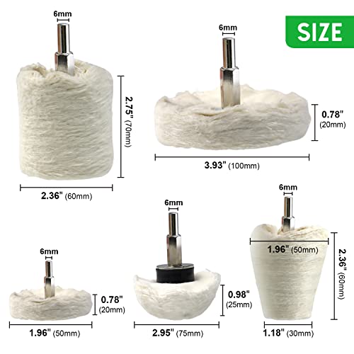 Flannelette Polishing Wheels Mixed Polish Head Kit with 1/4'' Shaft S68527