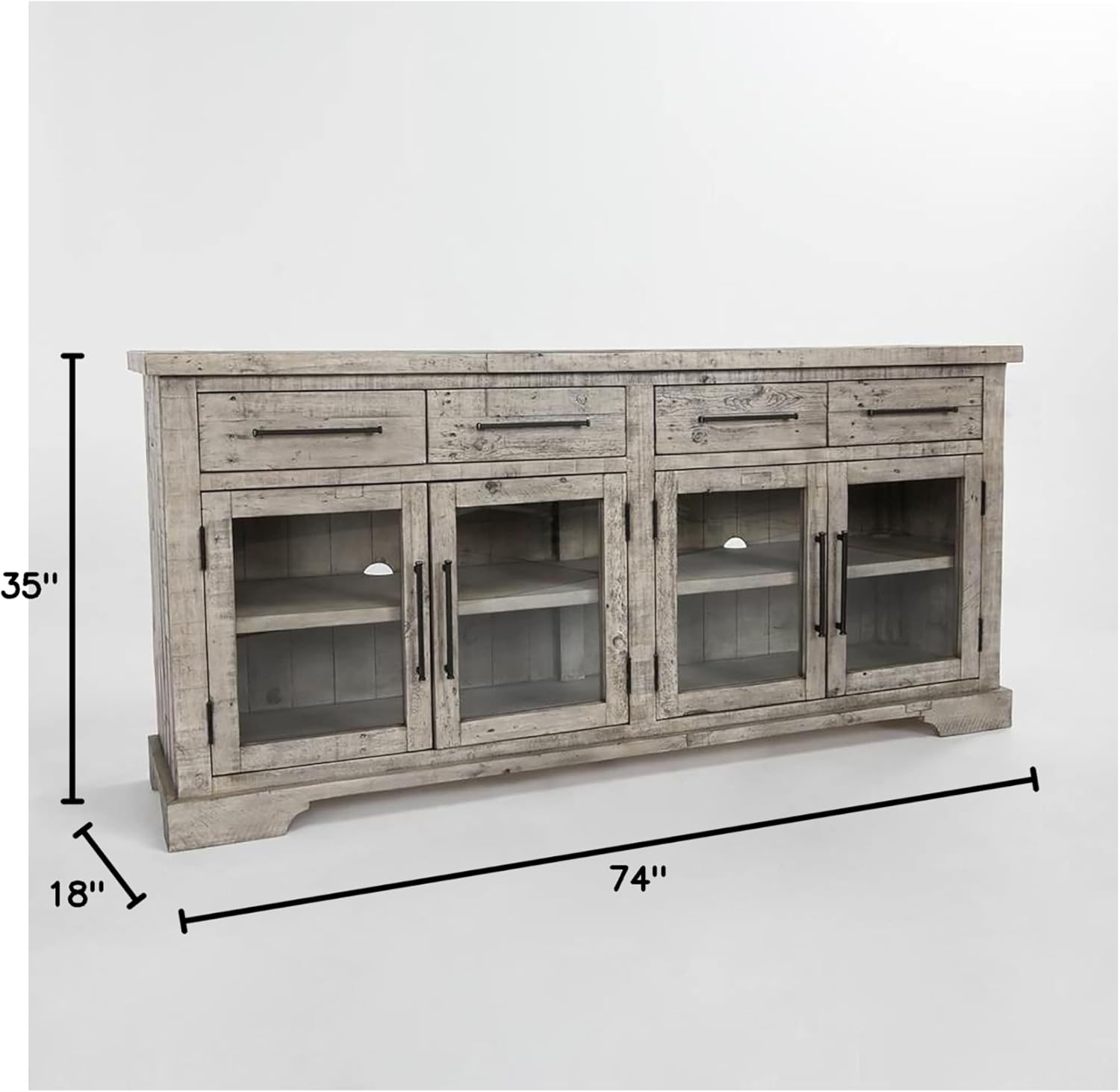 4-Drawer Reclaimed Pine Sideboard in Sierra Gray I3905