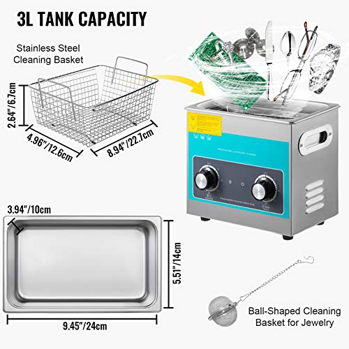 3L 40kHz 304 Stainless Steel Ultrasonic Cleaner L277719