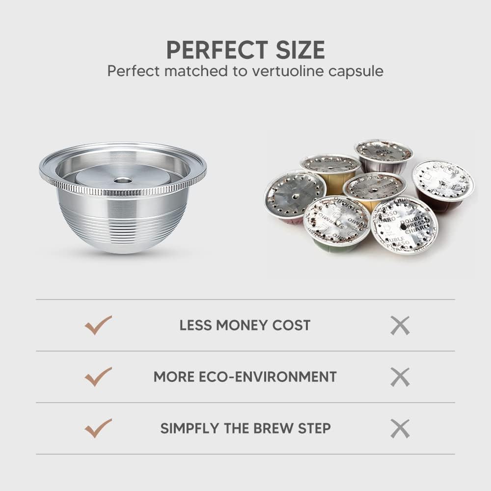 Stainless Steel Reusable Coffee Capsules Pods (2.4 oz) W786729