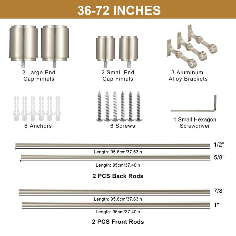 Bronze Double Curtain Rods 72-144" J923150