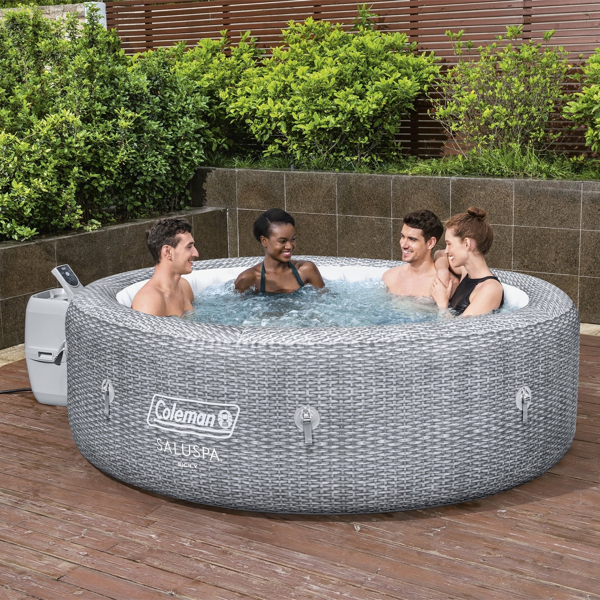 Black Inflatable Round Hot Tub with 60 Jets T8095