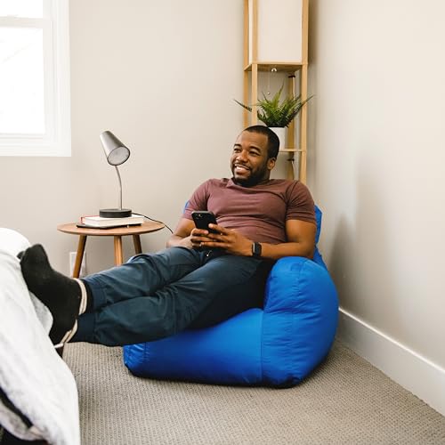 Black Durable Polyester Nylon Blend Bean Bag Chair with Drink Holder and Pocket, 3 feet X9456
