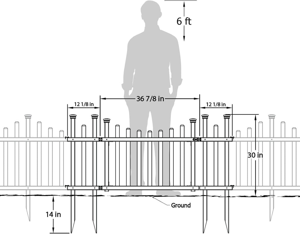 3 Pack Outdoor Garden Fence and Vinyl Gate Kit with Fence Wings A8418