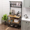 Rustic Brown 4-Tier Baker's Rack with 5 Hooks C855