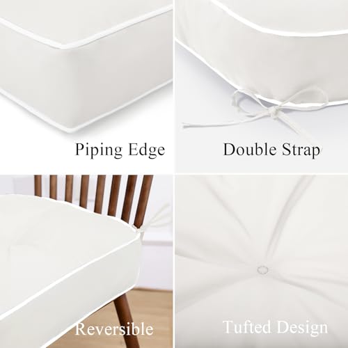 Beige 19x19 Inch Waterproof Tufted Chair Cushion Set of 2 C8824