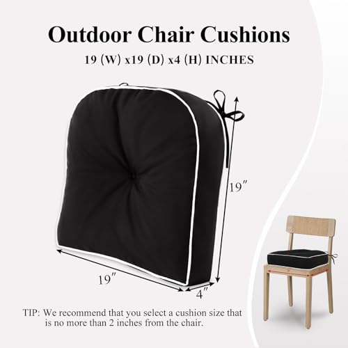 Beige 19x19 Inch Waterproof Tufted Chair Cushion Set of 2 C8824