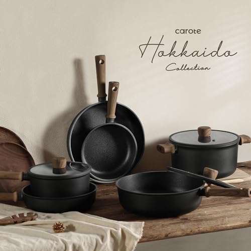 16pcs Non Stick Black Pots and Pans Cookware Set K70636