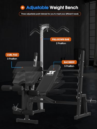 Olympic Weight Bench with LAT Pulldown Pulley System and Preacher Curl Pad H45524