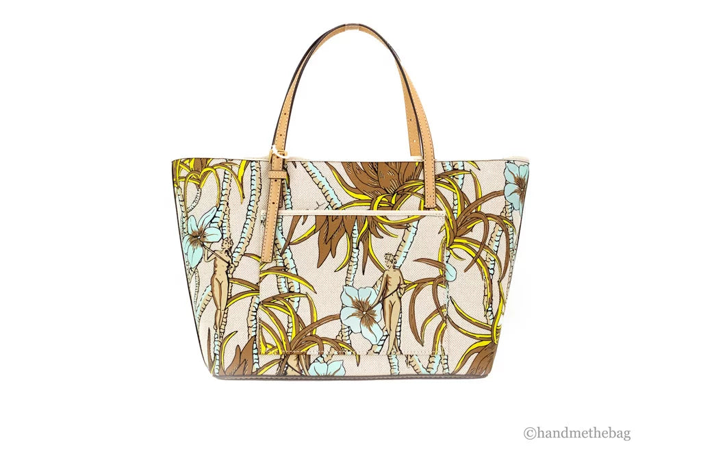 Small Climbing Palms Printed Canvas Tote Handbag C2731