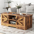 White Wooden Coffee Table with Barn Doors C708