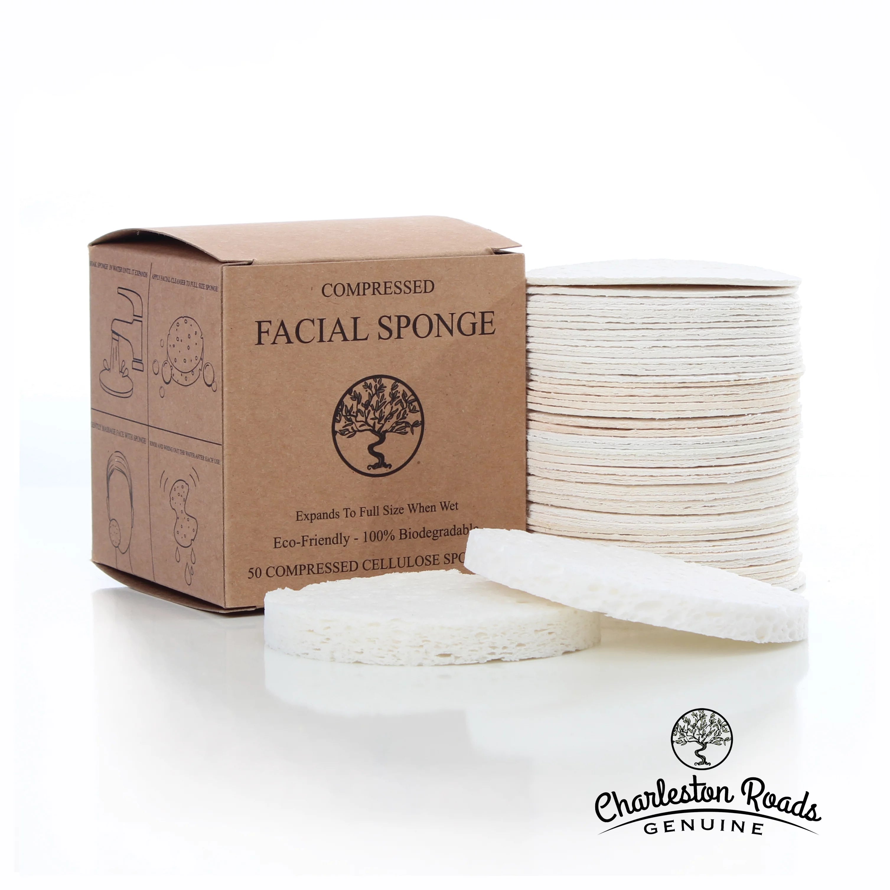 Compressed Cellulose Facial Cleansing Sponge (White, 50) J806750