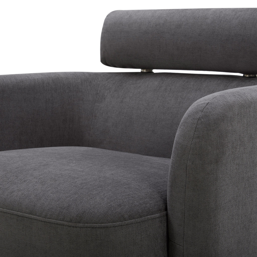 Dark Gray Fabric Swivel Accent Barrel Chairs with Adjustable Backrest C2070