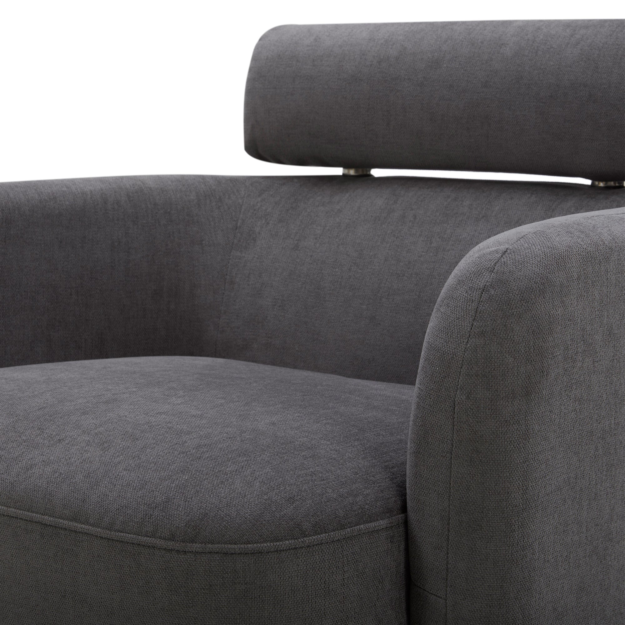Dark Gray Fabric Swivel Accent Barrel Chairs with Adjustable Backrest C2070