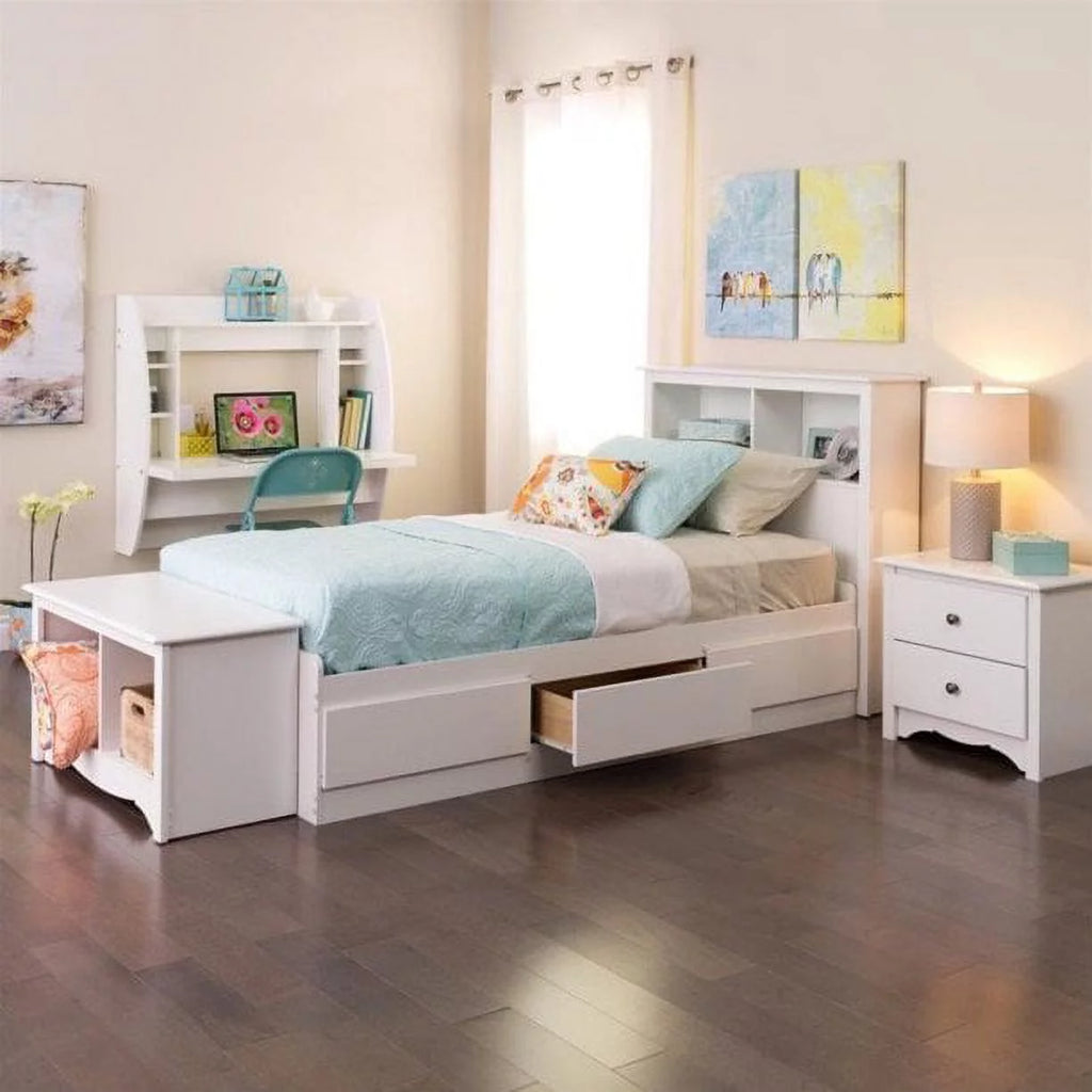 White Wall Mounted Desk with Storage R191