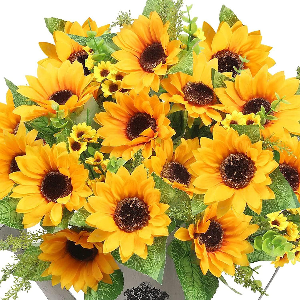 Artificial Sunflower Bouquets, 2 Bunches Fake Wildflowers I877
