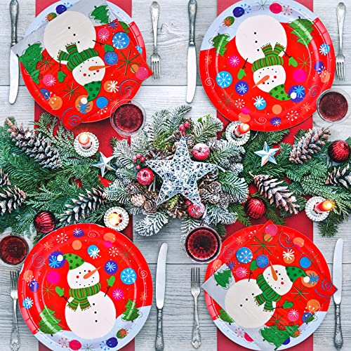 Christmas Snowman Disposable Paper Dinner Plates and Napkins L349