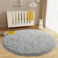 Gray Round Fluffy Shaggy Area Rug 5'x5' A456