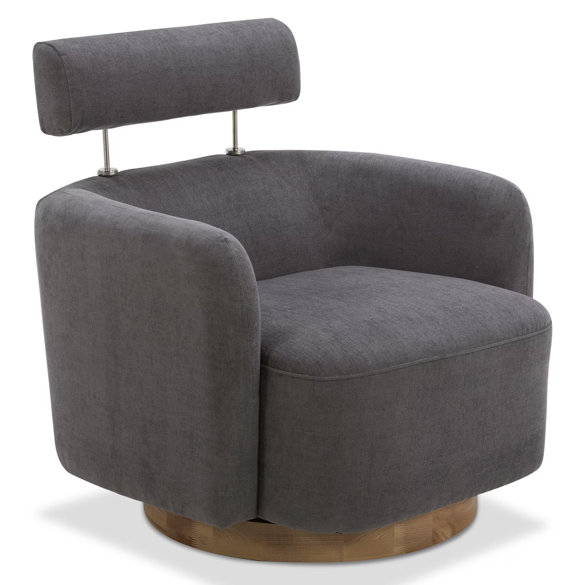 Dark Gray Fabric Swivel Accent Barrel Chairs with Adjustable Backrest C2070