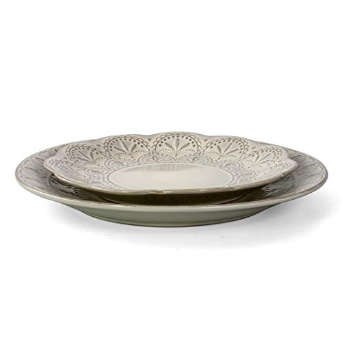 16 Piece White Stoneware Dinnerware Dish Set V21538
