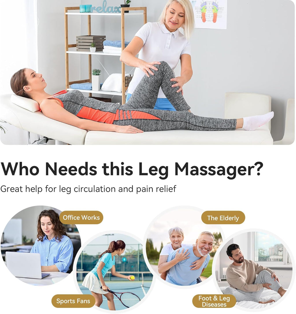 Full Leg Massager with Heat, Air Compression Massager for Foot Calf & Thigh D7103